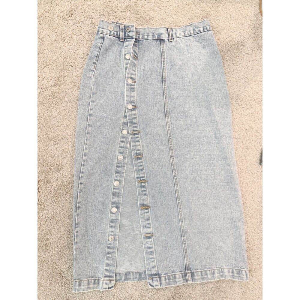 Long Button up Denim Skirt